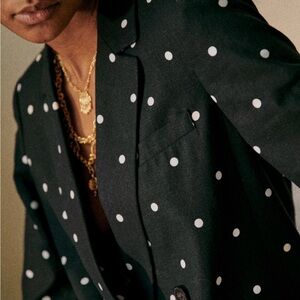 Sezane Christie Jacket Black Polka Dots/ Ecru - Size 2